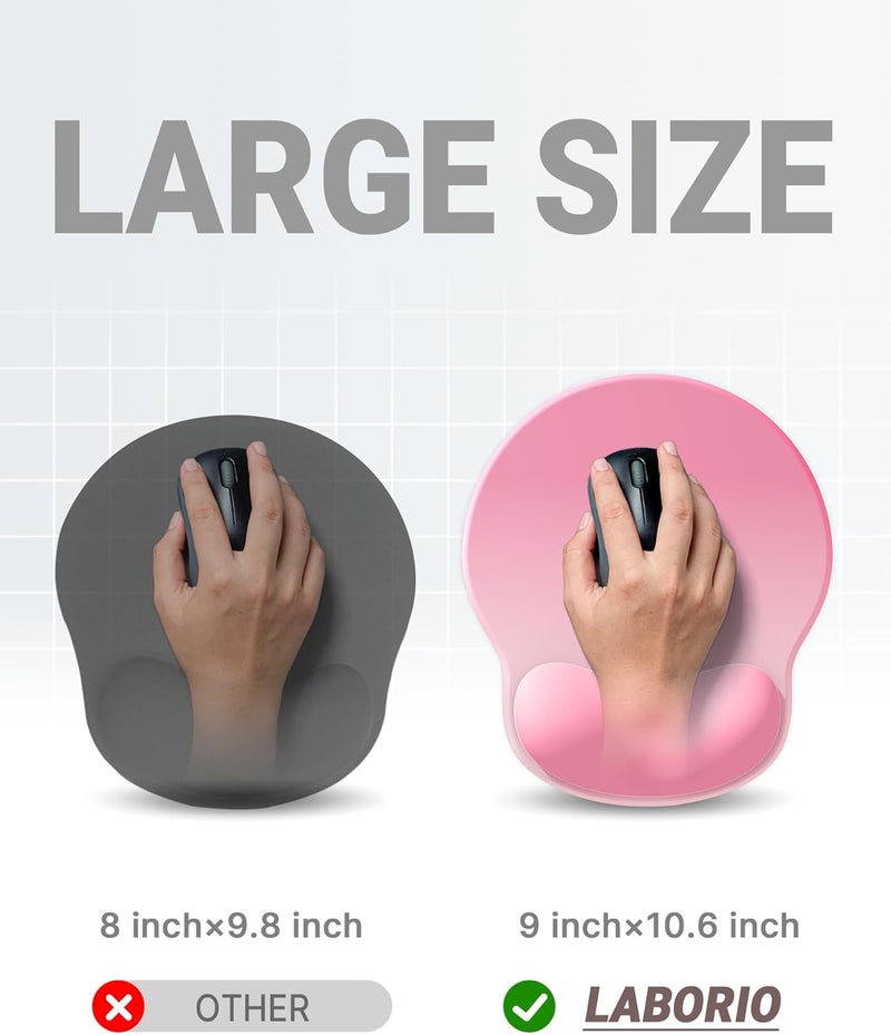 Laborio Ergonomic Mouse Pad Wrist Support, Comfortable Mouse Pad Wrist Rest, Relieve Wrist Pain Gel Mouse pad, Non-Slip Rubber Base Mousepad for Laptop, Computer(Gradient Baby Pink) - Image 4